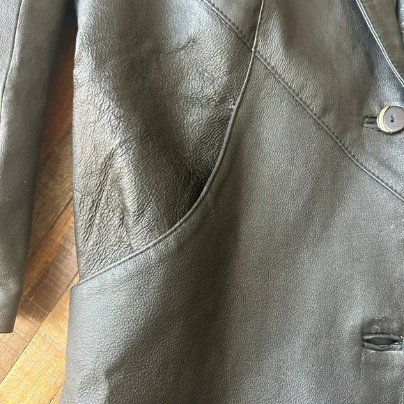 General Clothing Company Black Leather Coat. Vintage - Picture 6 of 12